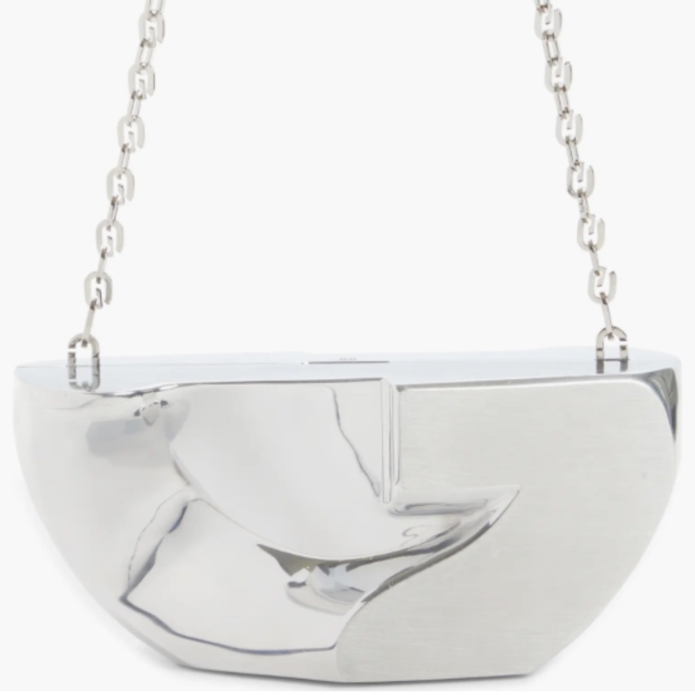 Givenchy Aluminum Silver Double G Chain Clutch